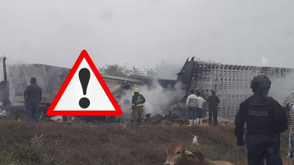 El accidente de los tractocamiones ocurrió en la autopista La Tinaja - Cosoleacaque.