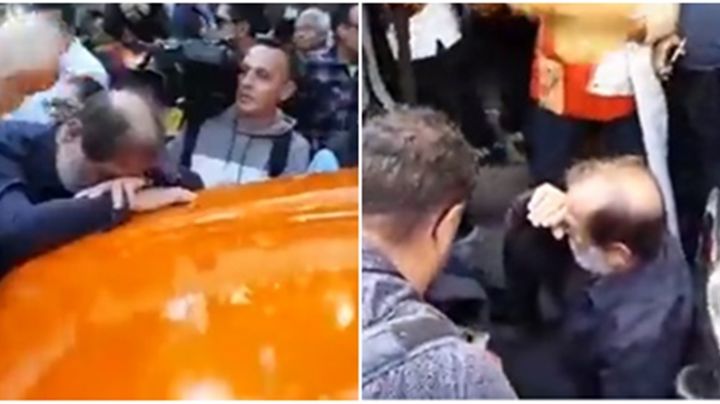 VIDEO: Epigmenio Ibarra sufre desmayo en marcha de AMLO