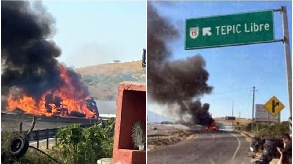 Por el sitio automovilistas captaron el momento en que el camión pesado estaba envuelto en una bola de fuego mientras llegaban los bomberos.