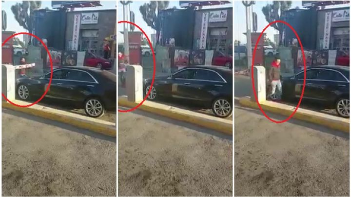 Vecino “furioso” de La Herradura rompe pluma de acceso al fraccionamiento | VIDEO