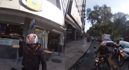 VIDEO: Repartidor de comida rápida invade carril ciclista  y termina en bronca
