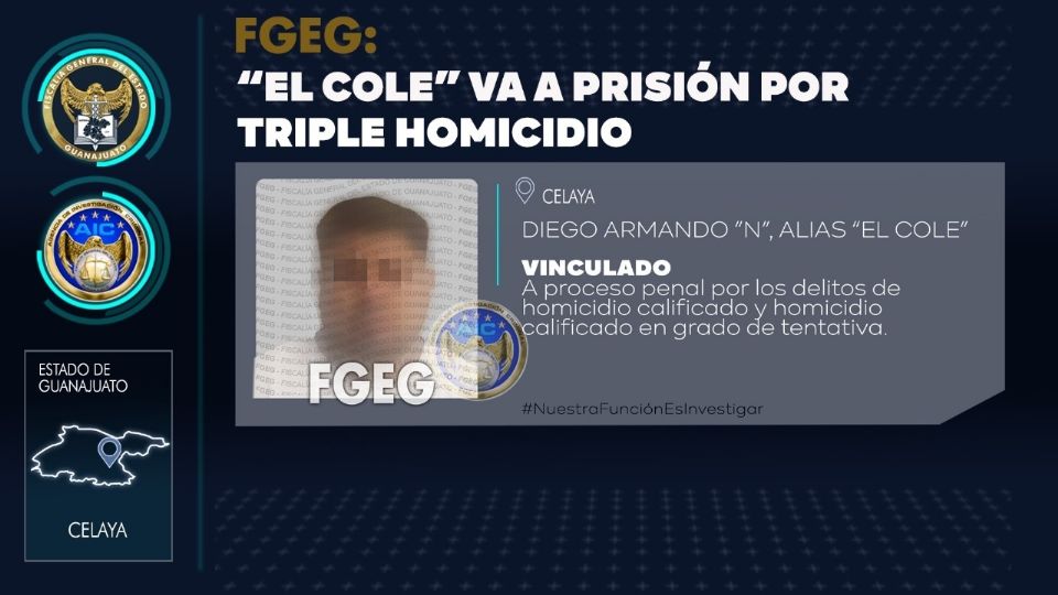 Diego Armando es el presunto homicida de dos hombres y una mujer asesinados el 1 de febrero de este año en el Barrio del Zapote, en Celaya.