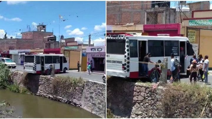 VIDEO | Microbusero temerario: a punto de caer a canal, pasajeros salen de la unidad