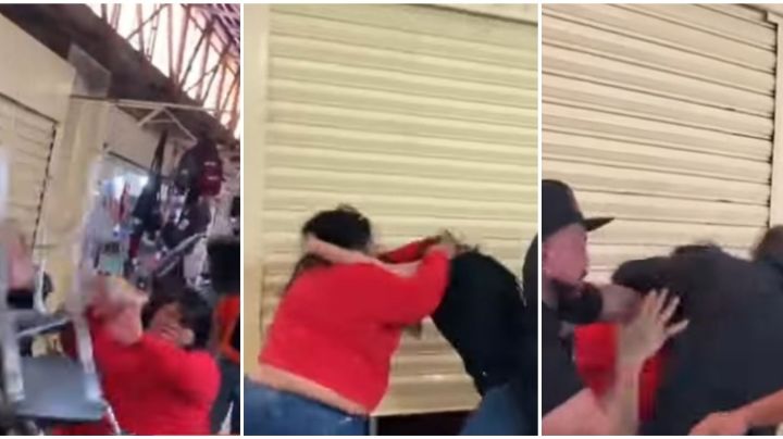 VIDEO: Se dieron hasta con las sillas en pelea en el Mercado de Jamaica
