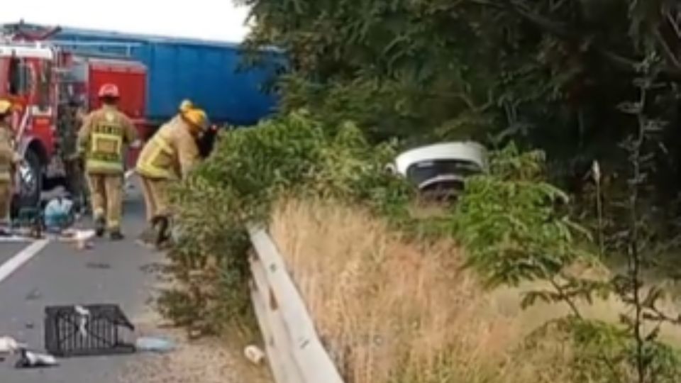 Los bomberos de Silao esperaban autorización de los agentes ministeriales para rescatar el cuerpo sin vida del conductor del auto.