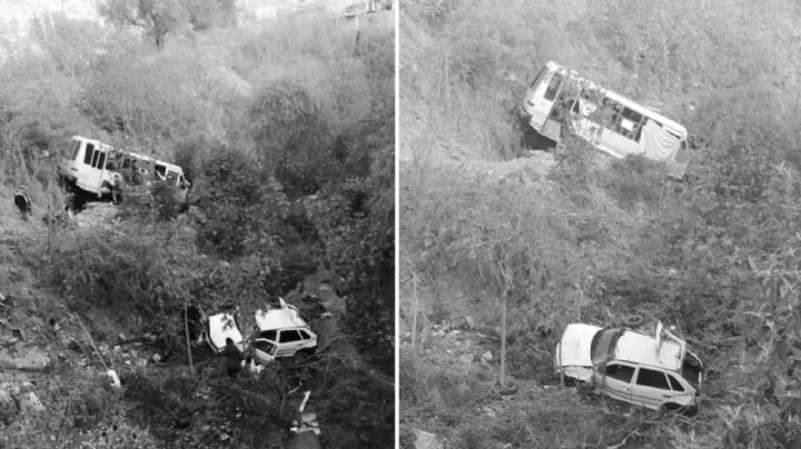 VIDEO: Caen microbús y dos autos de una barranca en Naucalpan; hay 3 muertos