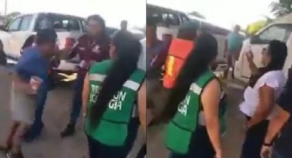 VIDEO: Rocían thinner a funcionaria de Oaxaca, intentan quemarla