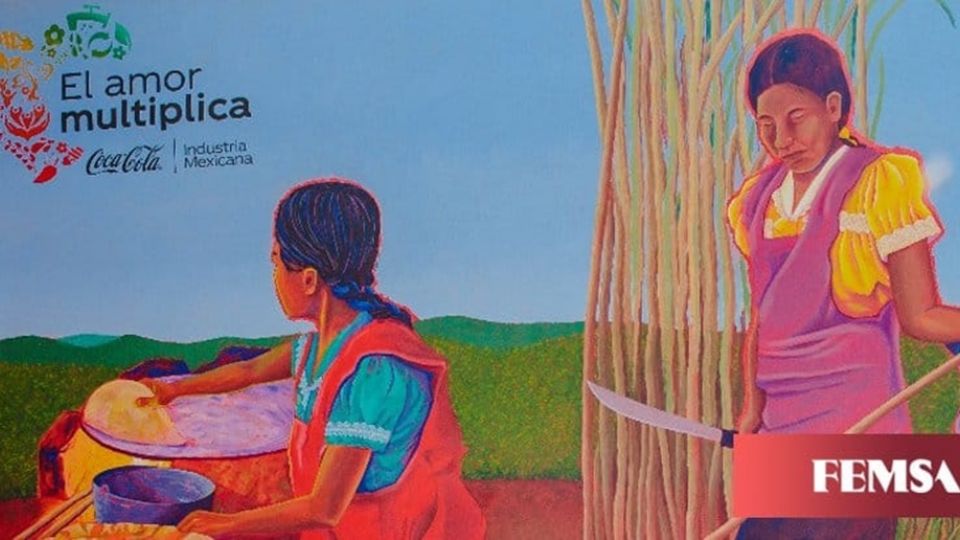 A convocatoria de la empresa refresquera, el artista Freddy Martínez realizó el mural “Mujer Fuerte”, en Santa Inés Yatzeche, en donde se aprecian a dos mujeres indígenas, una vende tlayudas y otra labra el campo