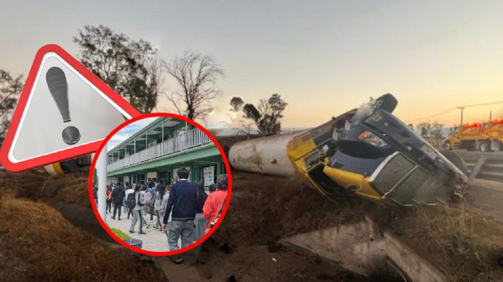 Suspenden clases en Cobaeh de Tulancingo por volcadura de pipa con material peligroso