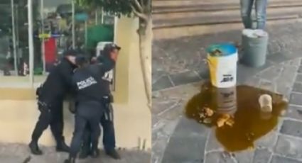 VIDEO: Policías roban miel a vendedor ambulante; lo detienen por reclamarles