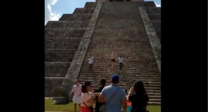 VIDEO: Turista polaco recibe ''garrotazo'' por subir a pirámide en Chichén Iztá