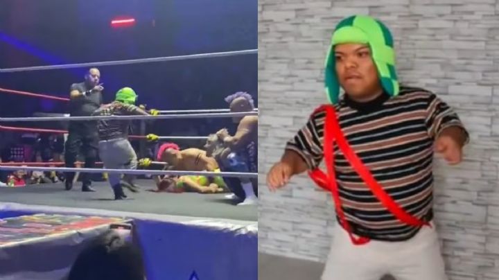 VIDEO: Medio Metro deja el baile y debuta como mini luchador