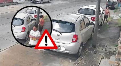 VIDEO: Buscan a pareja que robó piezas de coche en Coatzacoalcos