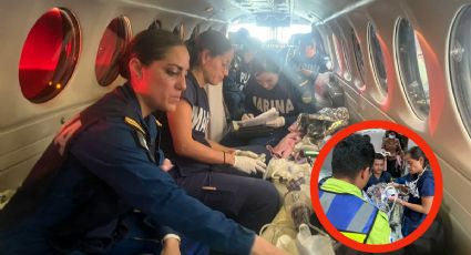 FOTOS| Bebés daminificados por el huracán Otis, son trasladados en ambulancias aéreas de la Marina a la CDMX