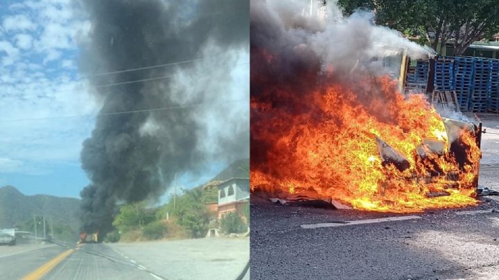 Guerrero rojo: Sujetos armados incendian camioneta y bloquean carretera
