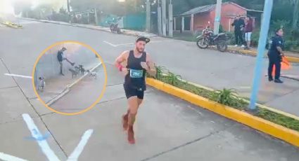 Perros corretean y acorralan a maratonista durante carrera en Veracruz