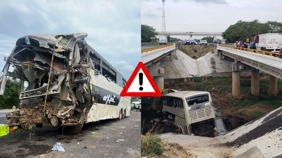 Autobús cae a camellón e impacta contra puente en la Isla - Cosamaloapan