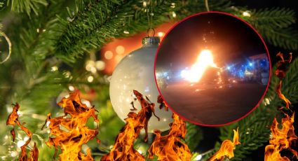 Se incendia árbol de Navidad en la plaza principal de este municipio de Hidalgo I VIDEO