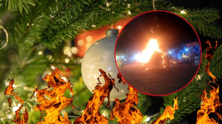 Se incendia árbol de Navidad en la plaza principal de este municipio de Hidalgo I VIDEO