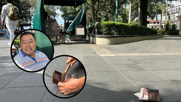 Boleros de Xalapa clavan carteras en el Parque Juárez por Día de los Inocentes