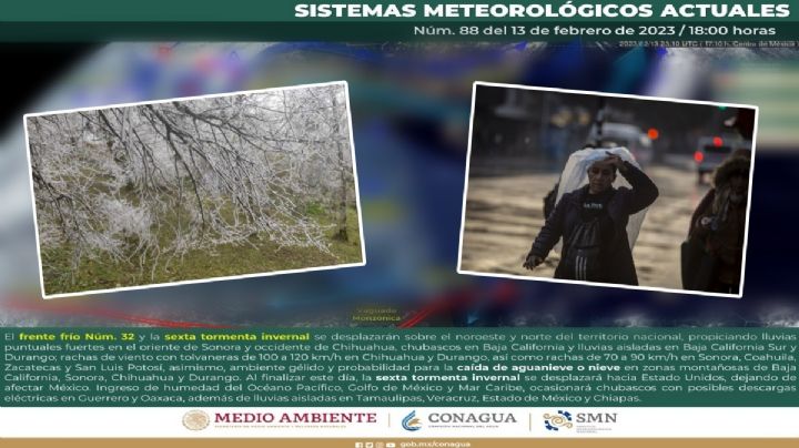 Frente frío número 32 provocará lluvias y bajas temperaturas