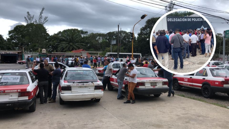 Cientos de taxistas se manifiestan en Cosoleacaque por presuntos abusos policiales