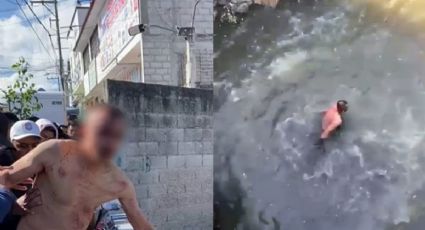 VIDEO: Pobladores golpean y arrojan a ex agente a un río contaminado
