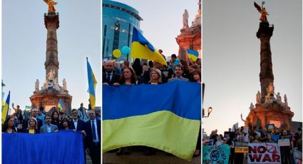 Manifestación en el Ángel de la Independencia en apoyo a Ucrania