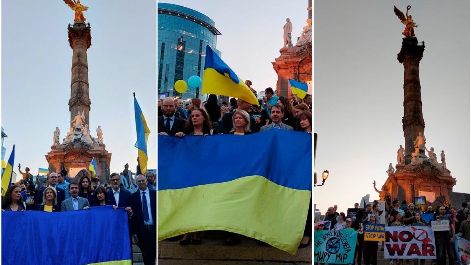 Manifestación en el Ángel de la Independencia en apoyo a Ucrania