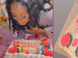 Mujer celebra con amigas y un pastel haber terminado su relación