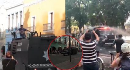 Con camión antimotines y chorros de agua reprimieron a manifestantes en Tlaxcala | VIDEO