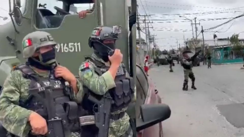 En redes sociales se difundió el video cuando el ejército trataba de remolcar la camioneta a la que le dispararon y la gente confronto a los elementos