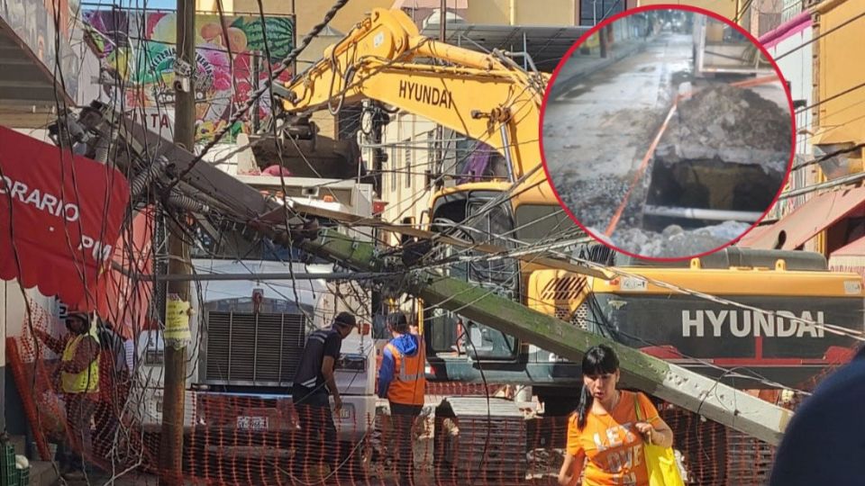 La vibración de la maquinaria hizo que cayera un poste, que a su vez jaló los cables y ocasionó que más transformadores tronaran en la calle San Juan. En el círculo, la fuga había sido reparada durante la noche del miércoles.