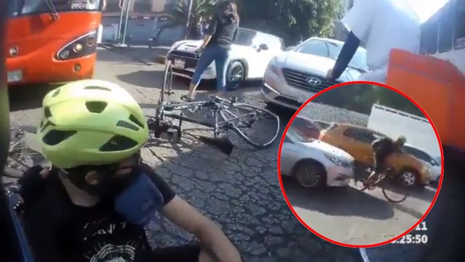 Automovilista arrolla intencionalmente a ciclista en el centro histórico de la CDMX