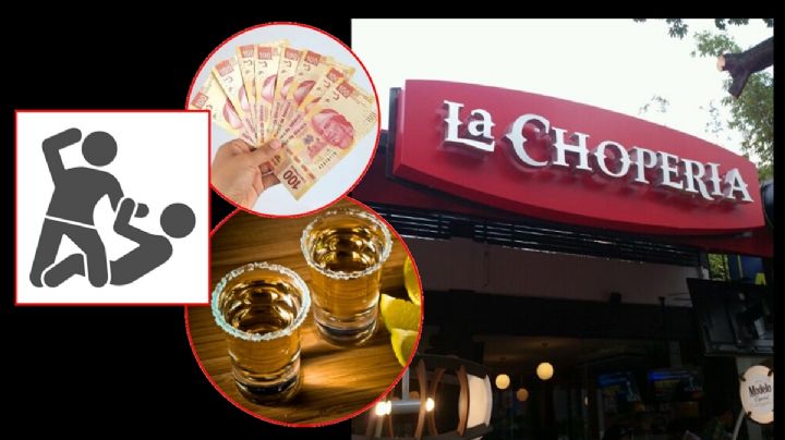 900 pesos y una golpiza, el costo de 2 tequilas en el restaurante bar La Choperia