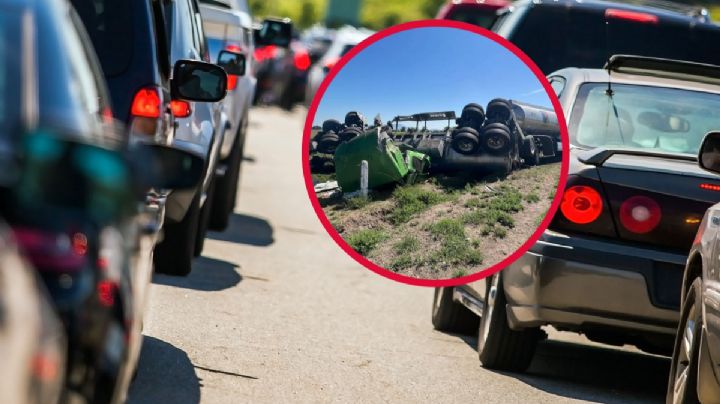 Tránsito lento en la México-Tuxpan tras volcadura de pipa este lunes 12 de junio