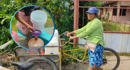 Entre calorones, Isabel recorre 2 kilómetros para conseguir agua en Coatzacoalcos