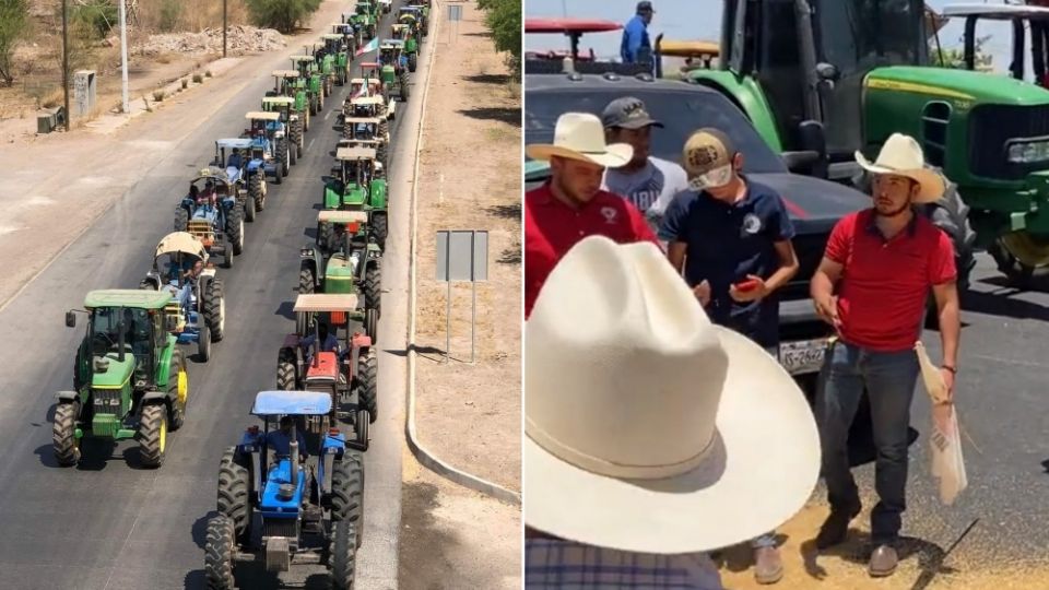 Cientos de productores protestaron, a bordo de sus tractores, por el tramo Ciudad Obregón-Navojoa, provenientes del Valle del Yaqui y Valle del Mayo, dos de las zonas donde se produce más trigo y maíz