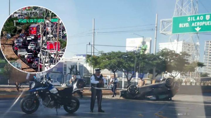 ¡Tome precauciones! Cierran distribuidor Vial Juan Pablo Segundo por volcadura