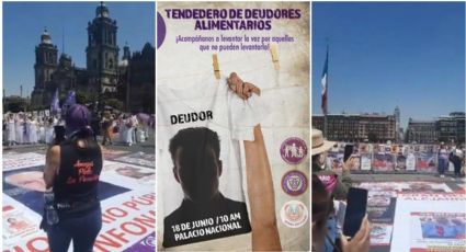 VIDEO | Día del padre: Exhiben a deudores alimentarios en tendedero en el Zócalo