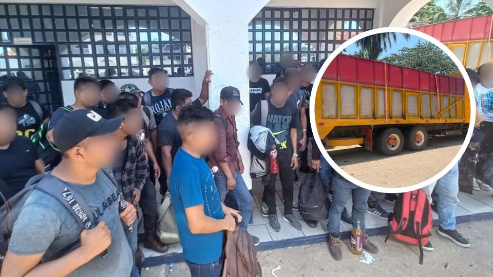 Encuentran a más de 100 migrantes en camión del sur de Veracruz