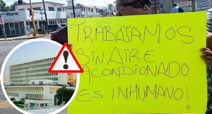 Con bloqueo, personal del IMSS Veracruz exhibe falta de aire acondicionado
