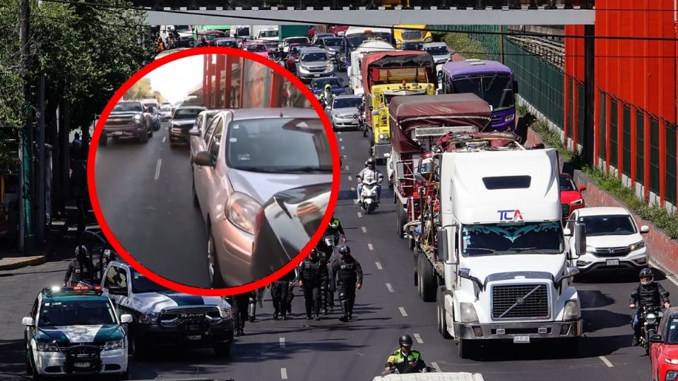 Los autos quedaron en el carril de extrema izquierda en un horario donde la mayoría de la gente que acude a sus centros de trabajo transitan por una de las vías más importantes de la ciudad.