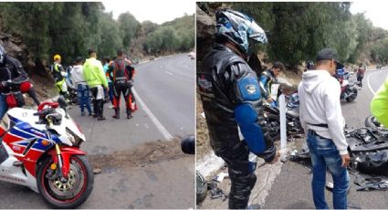 Motociclistas protagonizan accidente México-Cuernavaca; hay tres lesionados