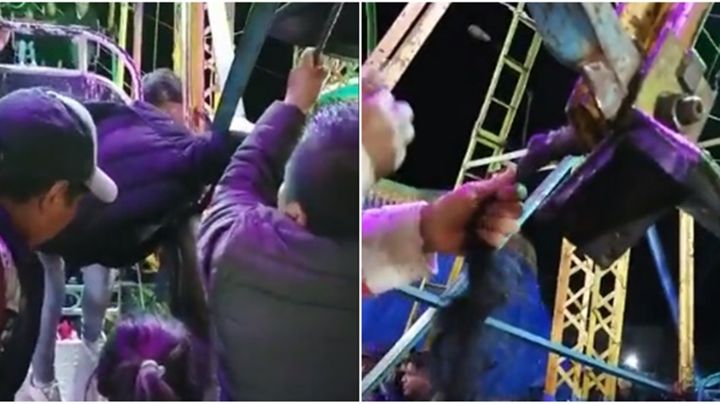 VIDEO: Adolescente queda atrapada del cabello en juego mecánico en Chiapas