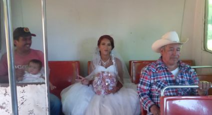 FOTOS | ¡Novia en apuros! Por poco no se casa; llega en camión a su boda