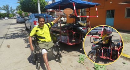 En silla de ruedas motorizada, Iván se gana la vida haciendo mandados en Coatza