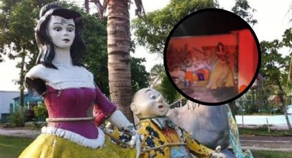 VIDEO: Graban a estatua de Blanca Nieves caminando en Reino Mágico de Veracruz