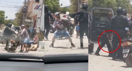 Policía de Mazatlán intenta tablear a motociclista; había comenzado una pelea | VIDEO