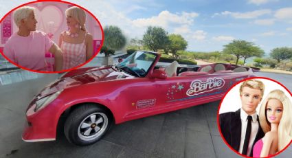 Llega el auto de Barbie al estreno de la película en Cinepolis